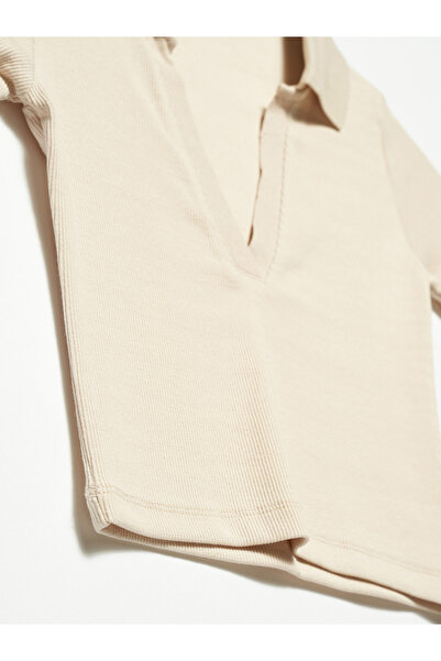 Dilvin 3775 Μπλουζάκι Polo Neck-μπεζ