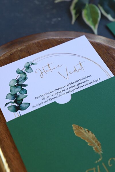 Pixel Davetiye Yeşil - 100 Adet Davetiye Yeni Model Davetiye - Düğün - Nişan - Kına Sünnet Davetiyesi-3105