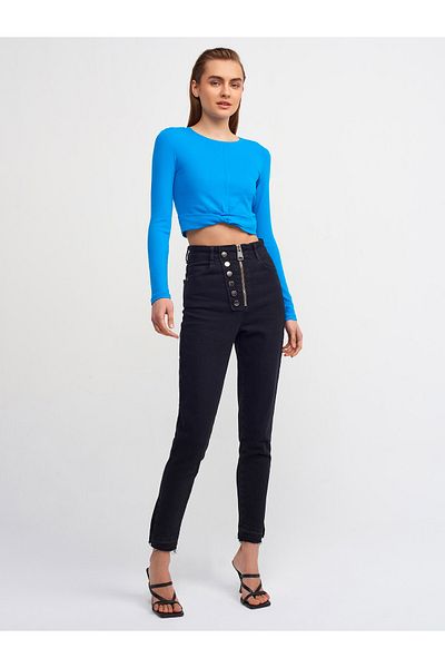 Dilvin 30113 Crop Top-saks cu noduri