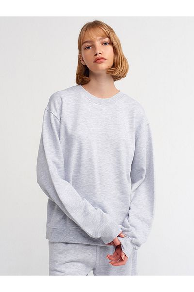 Dilvin 40146 Hanorac cu gât crew-Grey Melange