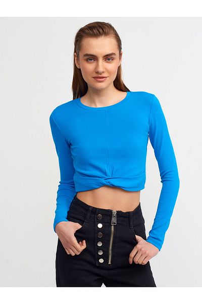 Dilvin 30113 Crop Top-saks cu noduri