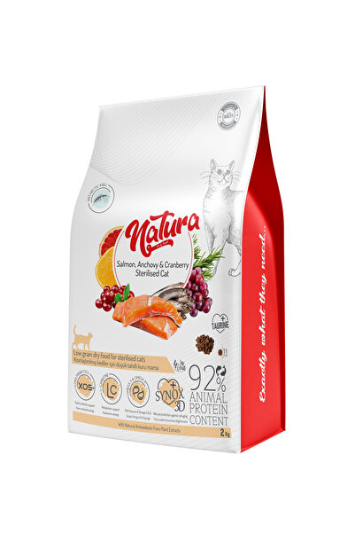 Natura Pet LowGrain Sterilised Cat Food with Salmon,Anchovy&Cranberry 2kg