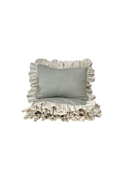 MundoLindo Nature Village Yarn-Dyed Natural Cotton Frilly Baby Duvet Cover Set 4 Pieces