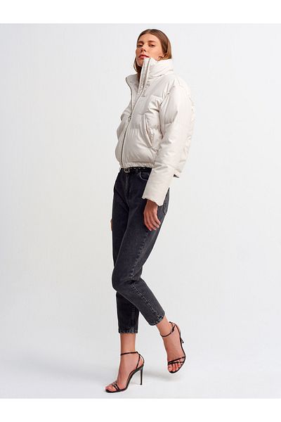 Dilvin Women's Gray Leather Coat