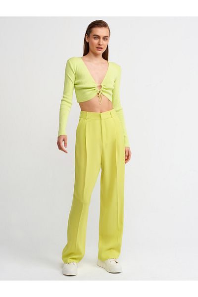 Dilvin 60133 Tricotaj cu decolteu în V din dantelă Cardigan-lime