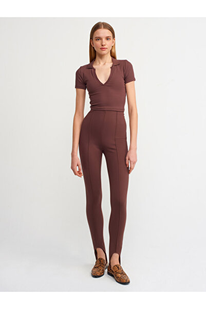 Dilvin 3775 Тениска с поло яка-кафява