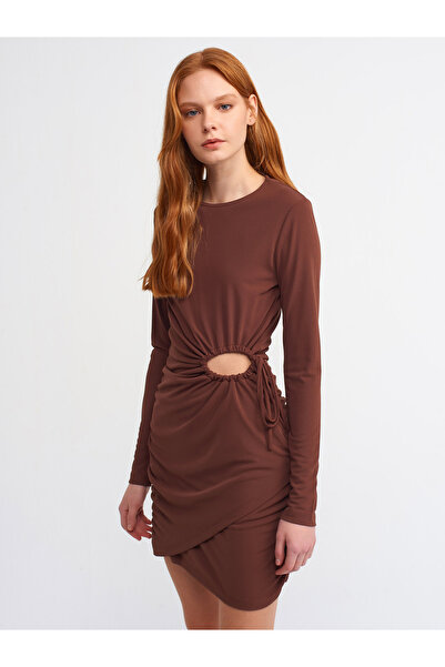 Dilvin 9152 Pencere Detaylı Elbise-ç.kahve