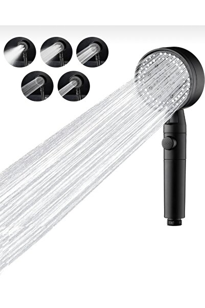 İSAOĞLU YAPI Turbo Duş Başlığı Antrasit Siyah Renk Pervaneli Fonksiyonlu Kola...