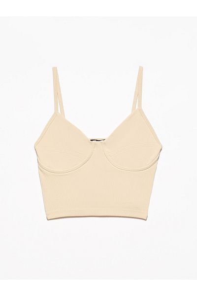 Dilvin 3647 Chest Cup Top-μπεζ