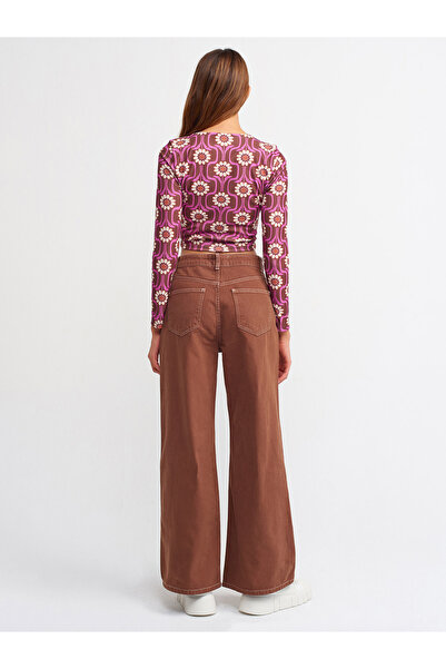 Dilvin 50100 Crop Top-kahve