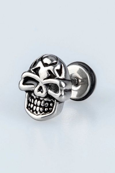 Jaida Moda Unisex Vintage 316l Surgical Steel Smiling Face Skull Figure Gothic Design Nails Earrings