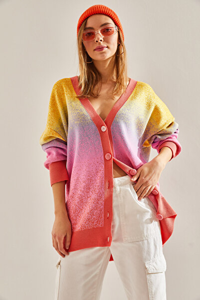 Bianco Lucci Női tarka oversize kötöttáru kardigán