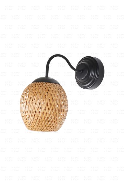 Naturel Home Boja Bamboo Black Detail Sconce 15x15x25 Cm Scandinavian, Modern, Bohemian, Rattan, Lighting