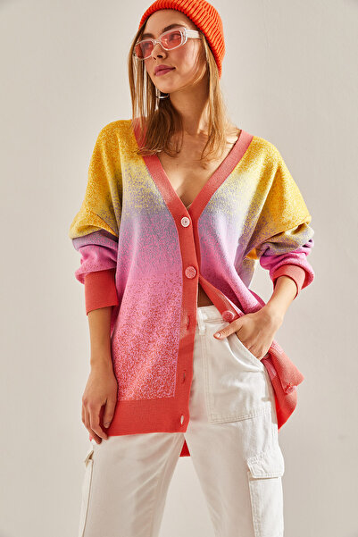 Bianco Lucci Női tarka oversize kötöttáru kardigán