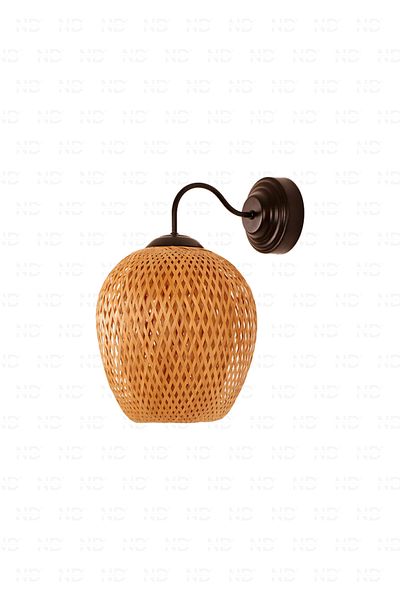 Naturel Home Boja Bamboo Black Detail Sconce 25x25x40 Cm Scandinavian, Modern, Bohemian, Rattan, Lighting