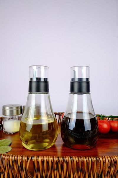 Digithome Set of 2 Glass Olive Oil and Liquid Bottle Sippy-Free Oil Pot 355 ml - 097kx90010
