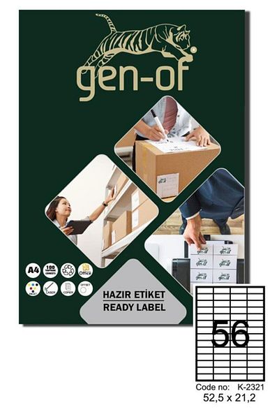Gen-Of GK-2321 Laser Label - 52,5x21,2, 100 Sheets (5600's)