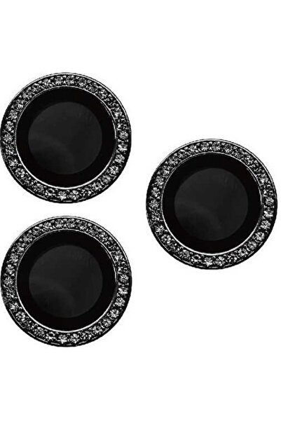 Case 4U Apple iPhone 15 Pro Max Taşlı Kamera Lens Koruyucu Siyah