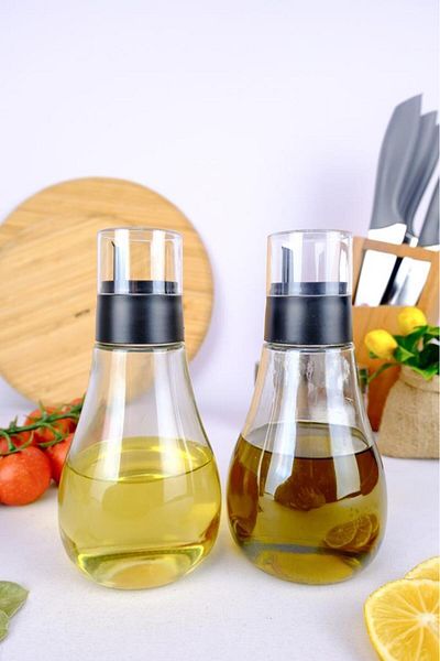 Digithome Set of 2 Glass Olive Oil and Liquid Bottle Sippy-Free Oil Pot 355 ml - 097kx90010
