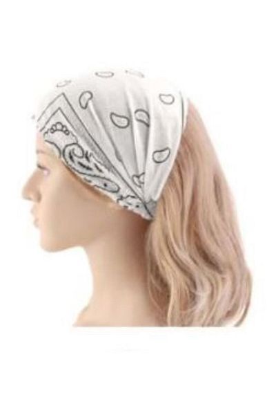 BERG White Blue Ethnic Patterned Bandana, Headband Hair Band