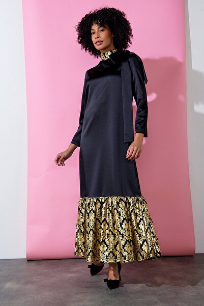 AL-TATARI Daisy Gold Detaylı Abiye Elbise