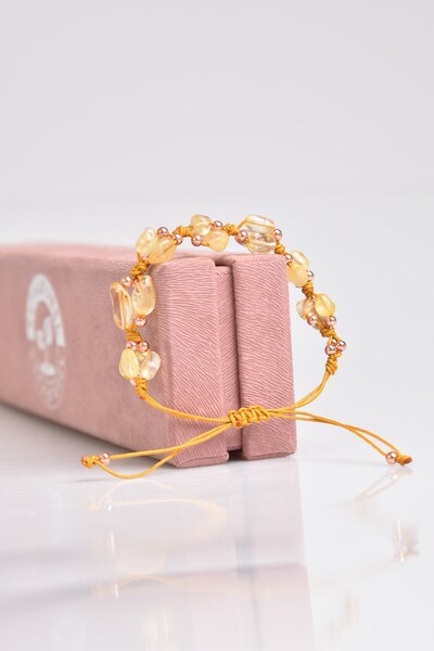 Safnaturel سوار بتصميم خاص من حجر السترين الطبيعي ثلاثي مكرامية