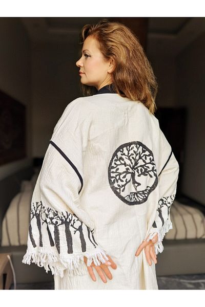Su Koleksiyon TREE OF LIFE BOARD PRINTED MUSLIN KAFTAN
