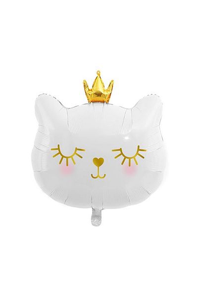 Bkmc Crowned White Cat Foil Balloon