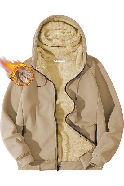 GHASSY CO. Ghassy Co. Men's Ultra Thermal Sherpa Lined Hooded Zipper Pocket Winter Sweatshirt