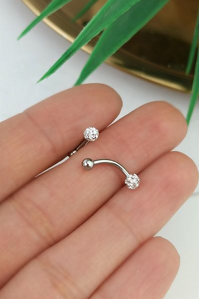 Çlk Accessories ثقب 316 من الفولاذ الجراحي ذو الكرة الكبيرة وحجر القطع الناقص Trpiercing0140