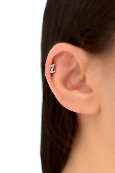 Çlk Accessories Silver Color Letter Piercing - Z HarfPiercing