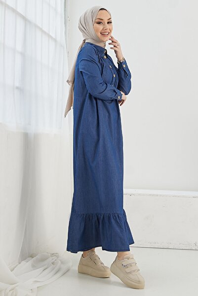 InStyle Mandes laza farmer ruha köntössel és fodrokkal - kék