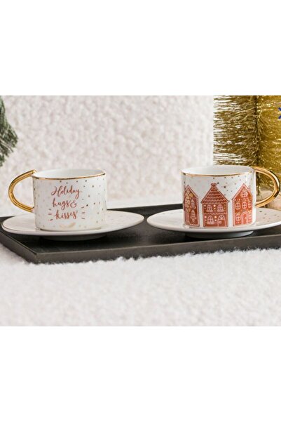 LC Waikiki Home Printed Porcelain Coffee Cup Set for 2 People