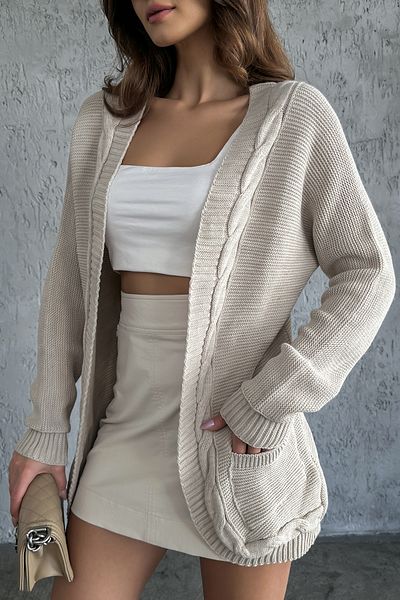 nosia fashion Πλεκτή ζακέτα με πλεκτά μαλλιά