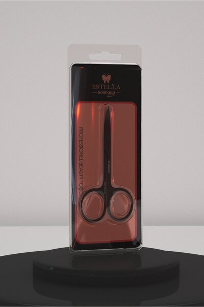 Estella Solingen Çelik Ve Paslanmaz Eğik Uçlu Kaş, Bıyık, Sakal Makası Terziler Ve Bakım Tutkunları Için