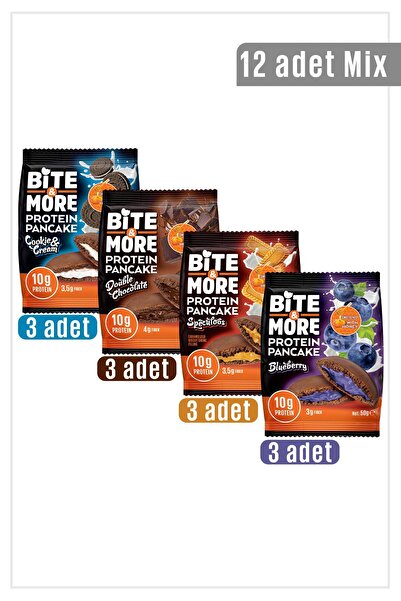 bite & more Protein Cocoa Pancake Mix Pack / Proteinli Kakaolu Pankek Mix Paket 50 gram x 12 Adet