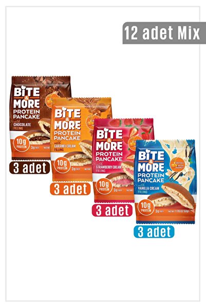 bite & more Protein Pancake Mix Pack / Proteinli Pankek Mix Paket 50 gram x 12 Adet
