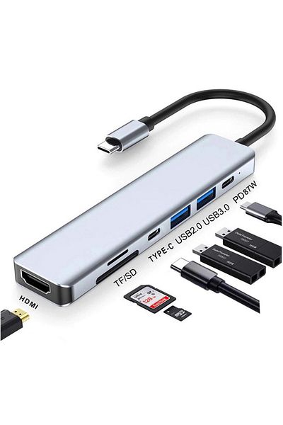 Daytona Ch-13c Type-c إلى 2 * USB 3.0 Sd Tf 4k Hd 1080p HDMI Pd قارئ بطاقات محول Hub