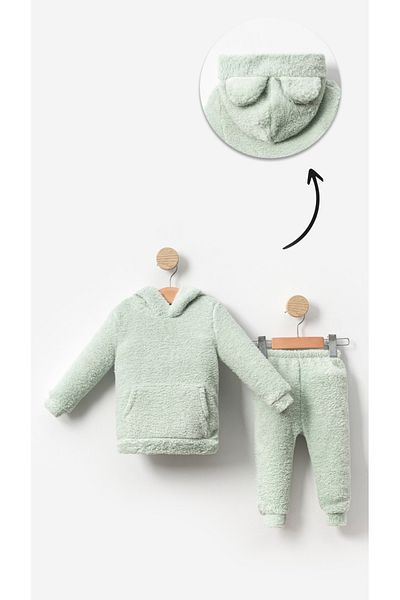 Bubito Unisex Plush Kids Bottom Top Welsoft Set-Green