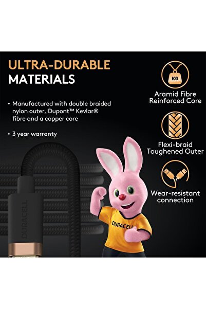 Duracell 1M USB-C to Lightning Braided Black