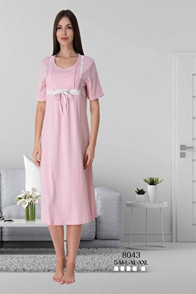 Lohussa Ženska spavaćica za trudnice sa kratkim rukavima i jednim delom u boj...