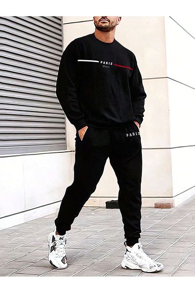 MOONBULL Ανδρικό Σετ φόρμας με στάμπα Paris Division