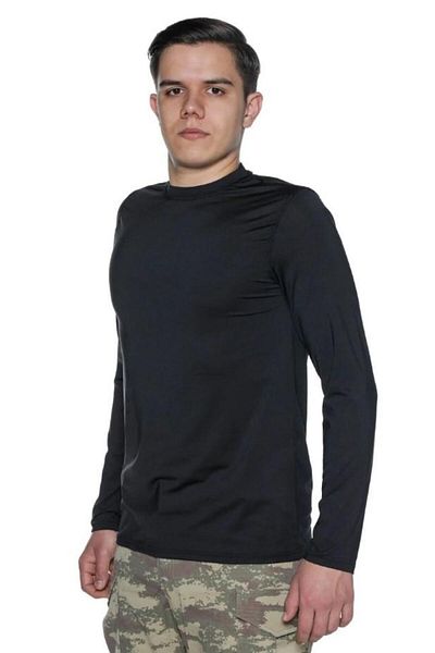 SINGLE SWORD Μαύρο μακρυμάνικο μπλουζάκι Microfiber - Military Top Underwear - Microfiber Undershirt