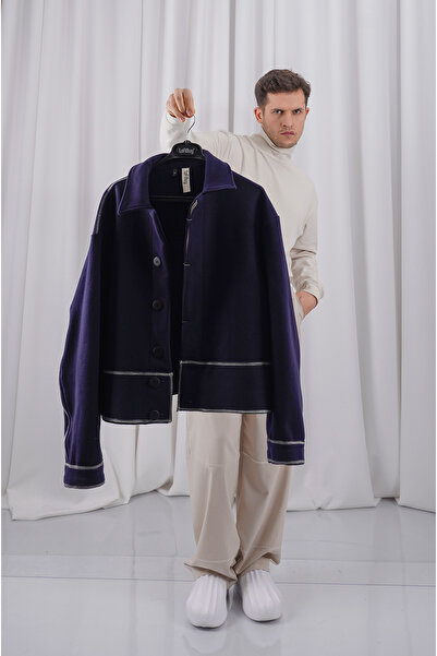 LoFiBuy Unisex Oversize Arka Fermuar Detaylı Kısa Kaşe Ceket – Pocket