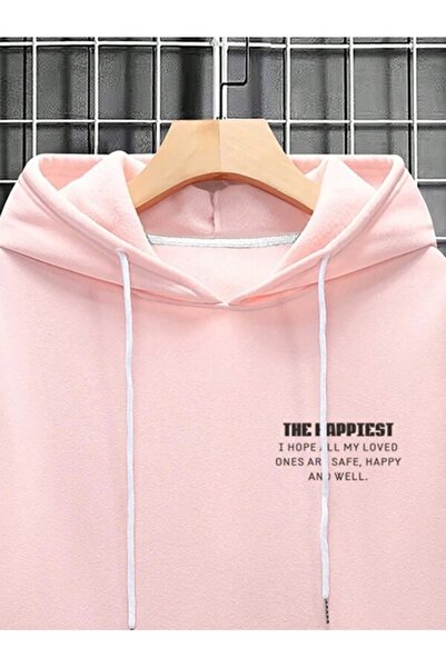 MOONBULL Unisex HAPPIEST printed hooded oversize sweatshirt