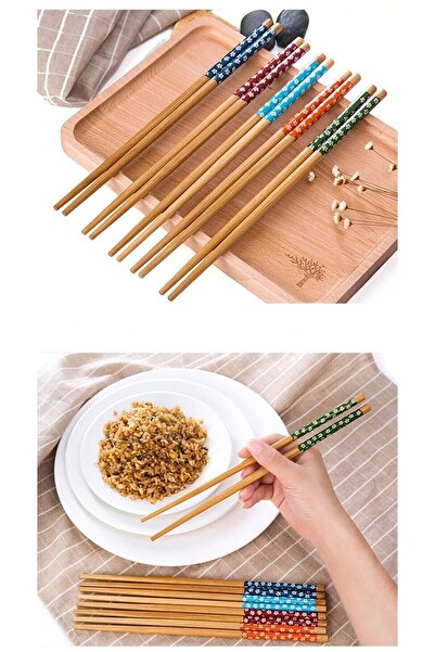 BAYSA 5 Pairs Bamboo Sushi-Fettucini Chopsticks Chopsticks