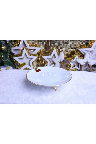 Elta Collection حامل كوكيز من البورسلين المذهب بأرجل معدنية