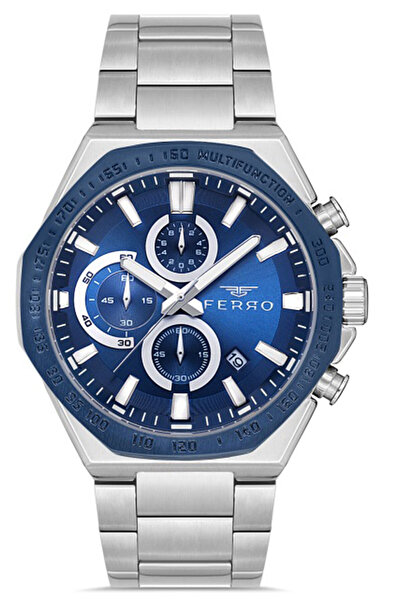 FERRO Men's Premium Wristwatch Steel Case Steel Cord Waterproof Gauges Active