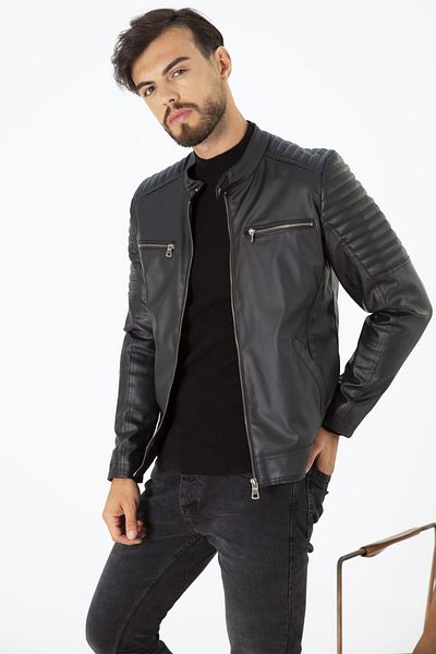Derimont's Men's Slim Fit Leather Jacket