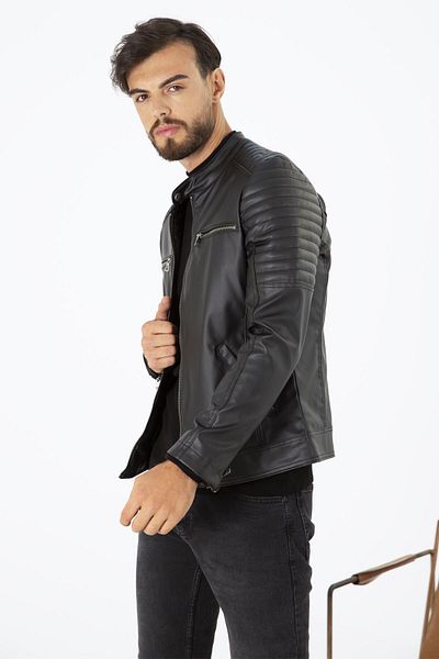 Derimont's Men's Slim Fit Leather Jacket